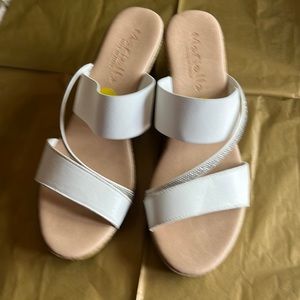 Ladies white wedge sandals